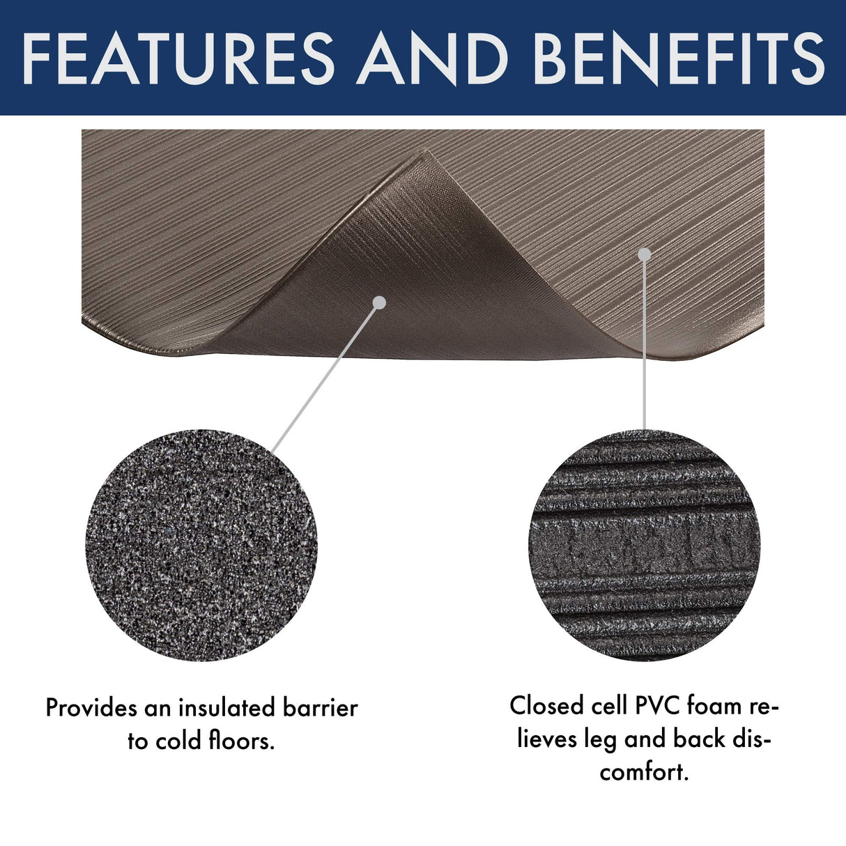 Notrax - 410S0323BL NoTrax 410 PVC Airug Safety/Anti-Fatigue Floor Mat, for Dry Areas, 2' Width x 3' Length x 3/8" Thickness, Black Notrax