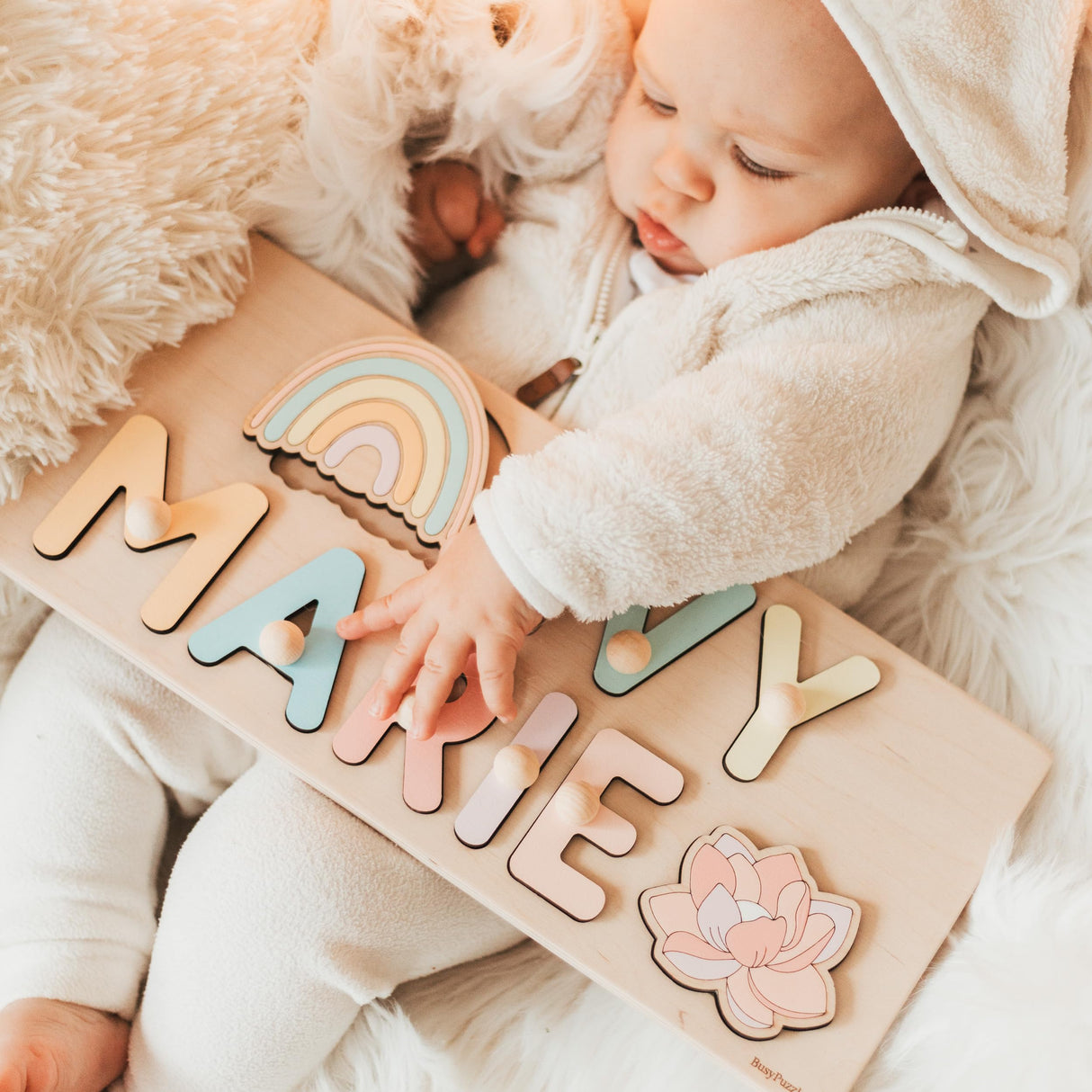 Custom Wooden Name Puzzle With Pegs, Montessori Toys for Child, Easter Baby Gift, Nursery Decor, Christmas Present for Baby, Personalized Present BUSY PUZZLE