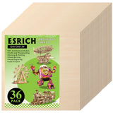 36 Pack Basswood Sheets 12x12x1/8 Inch for Crafts，Unfinished Wood for Laser Cutting & Engraving，Wood Burining，Plywood for Architectural Models. ESRICH
