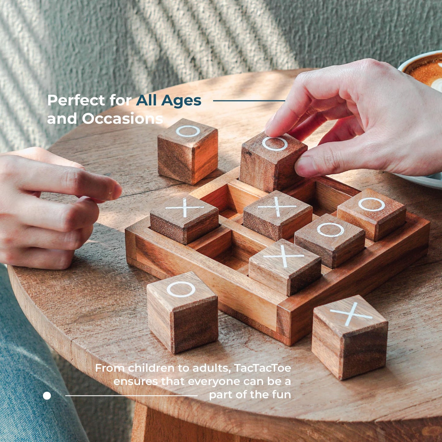 BSIRI XO Blocks (L) Tic Tac Toe Board Games-Ideal for Kids Games, Family Games and Game Night for Adults, Farmhouse Decor for Coffee Table Decor,