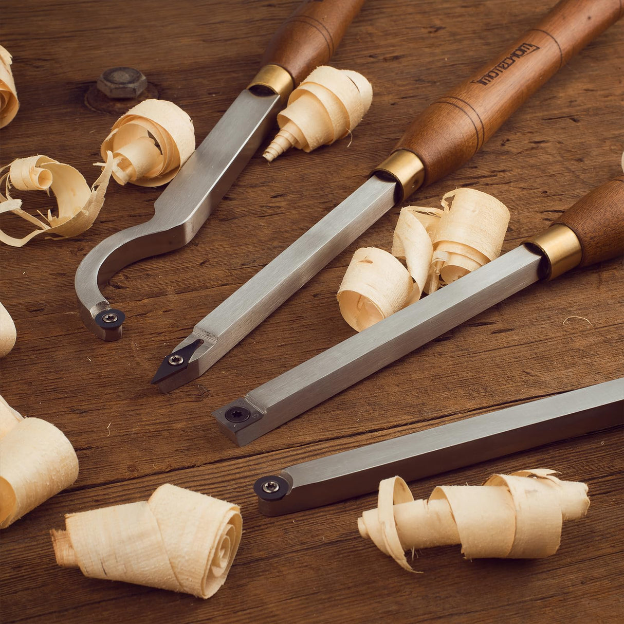 IMOTECHOM 4-Pieces Carbide Tipped Woodturning Tools Lathe Chisel Set with Stainless Steel Blade, Wooden Box IMOTECHOM