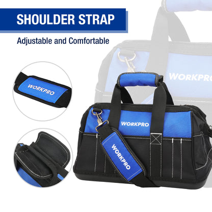 WORKPRO 16-inch Wide Mouth Tool Bag with Water Proof Molded Base