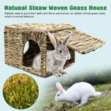 BWOGUE Extra Large Grass House for Rabbits,Hand Crafted Natural Grass Hideaway Foldable Bed Hut with Openings Playhouse for Bunny Guinea Pig BWOGUE