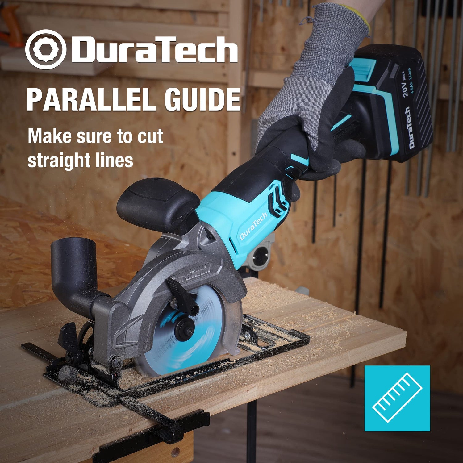 DURATECH Circular Saw, 20V 4-1/2 Inch Mini Circular Saw with Battery, Charger, 3 Saw Blades(4-1/2”), Cordless Circular Saw for Tiles, Wood, Soft DURATECH