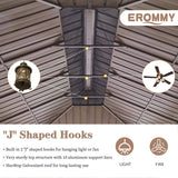 EROMMY 12'x 20' Gazebo Galvanized Steel Outdoor Hardtop Canopy Double Vented Roof Pergolas Aluminum Frame with Netting and Curtains for EROMMY