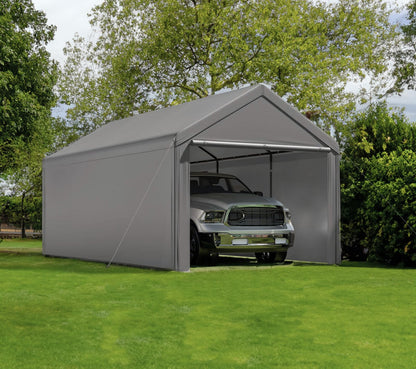 Outdoor Carport 10x20ft Heavy Duty Canopy Storage Shed,Portable Garage Party Tent,Portable Garage with Removable Sidewalls & Doors All-Season Tarp