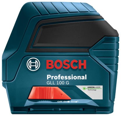 Bosch GLL 100 GX Self Leveling Cross Line Laser Level [100 FT] Horizontal & Vertical Mode Electronic Laser Includes Batteries, Magnetic Mounts and