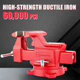 COGNATIVE 6.5" Heavy-Duty Ductile Iron Bench Vise 360° Swivel Bench Vise with Anvil, Red COGNATIVE