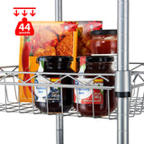 SINGAYE 6 Tier Wire Shelving Unit with Baskets Storage Rack Corner Shelf Shelving Adjustable Storage Shelf, 13.4" D x 13.4" W x 62.99" H,Silver SINGAYE