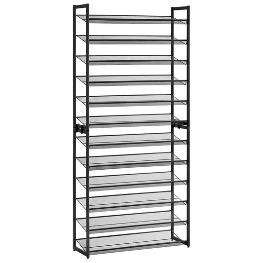 SONGMICS Shoe Rack, 12-Tier Tall Metal Shoe Storage Organizer for Closet, Entryway, Garage, Set of 2 6-Tier Big Stackable Shoes Rack Shelf,