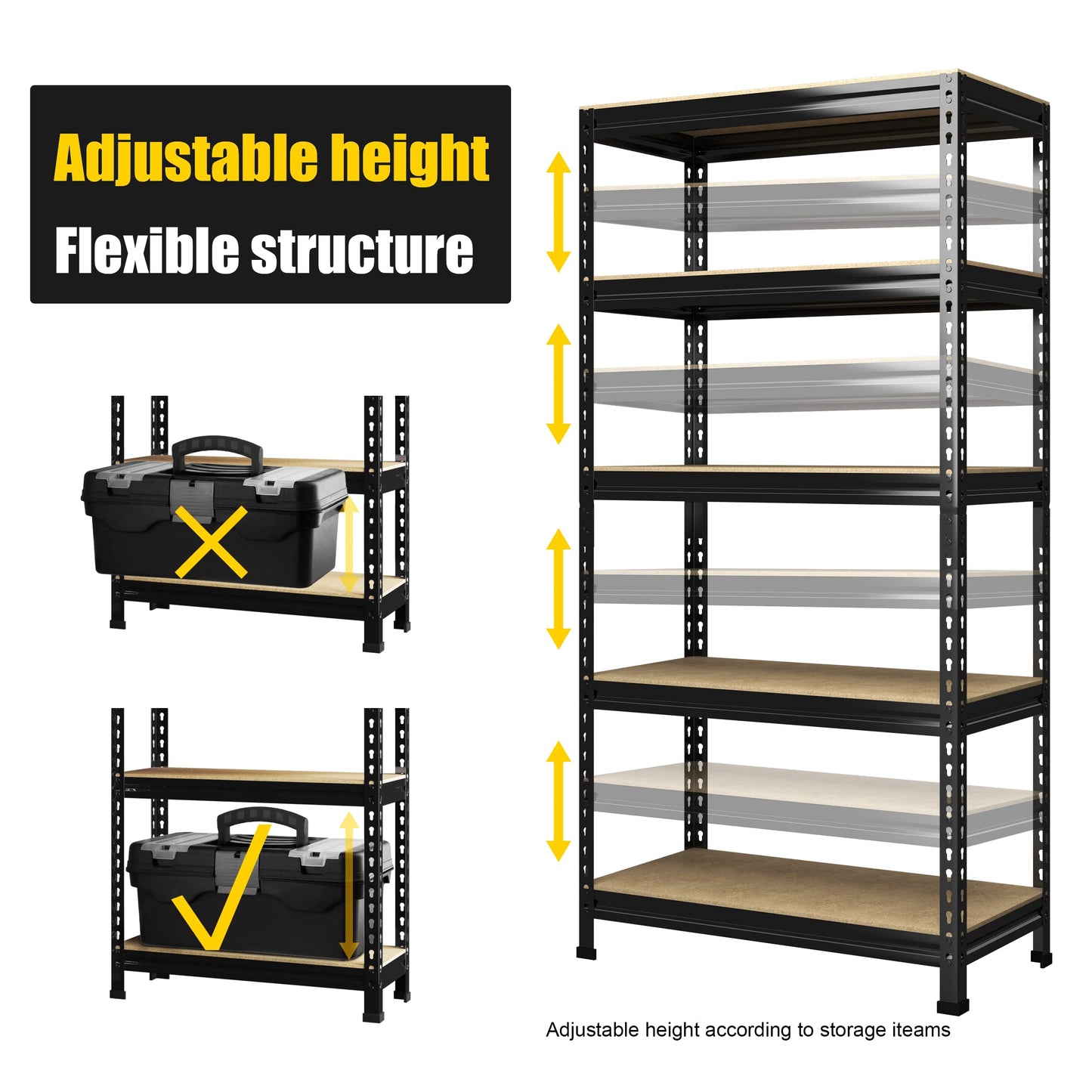 PrimeZone 32" W x 16" D x 63" H Storage Shelves - 5 Tier Adjustable Garage Storage Shelving, Heavy Duty Metal Storage Utility Rack Shelf Unit for - WoodArtSupply