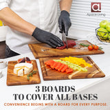 Chorus Wood Cutting Board Set with Juice Groove (3 Pieces) - Acacia Wood Kitchen Cutting Boards, Chopping Board for Meat (Butcher Block), Vegetables, Apace Living