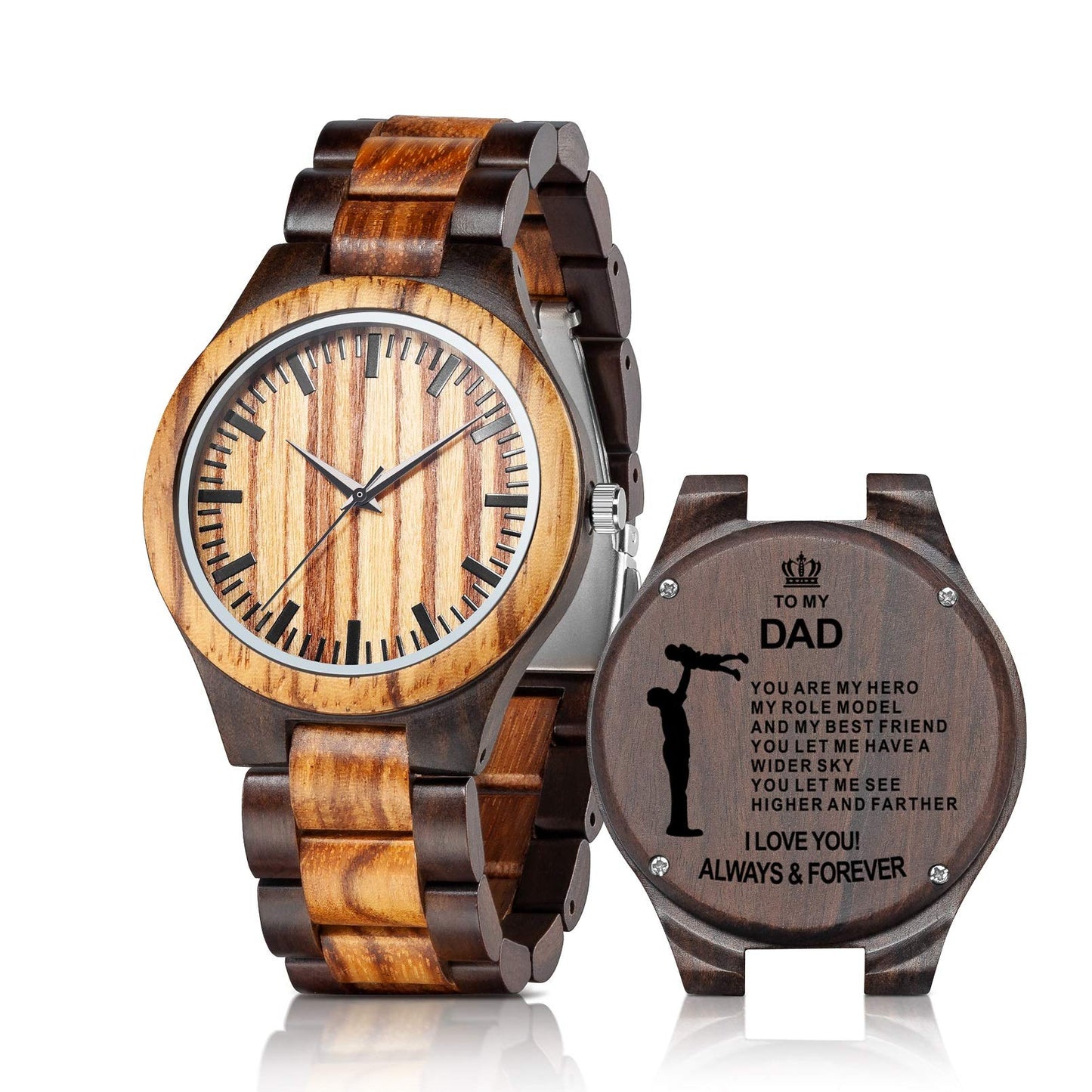 UMIPHIMAT Engraved Wooden Watch for Dad from Son - Personalized Wood Watch Idea for Him Christmas Fathers Day Birthday Gifts - WoodArtSupply