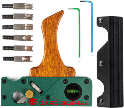 Chamfer Plane - Edge Trimming Chamfer Tool with 7 Cutter Blades - Aluminum Wood Planer - Carbon Steel Blade, Blade Locking Screw, Detachable Wooden