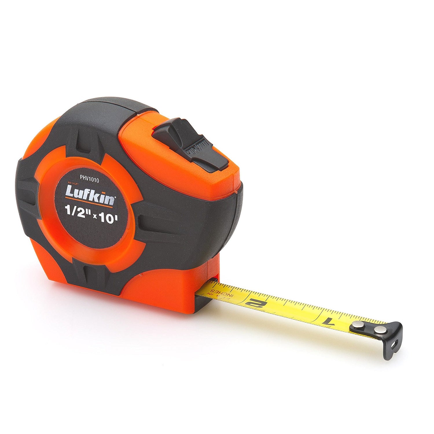 Lufkin Crescent 1/2' x 12' P1000 Series Hi-Viz Orange Yellow Clad A1 Blade Power Return Tape Measure - PHV1012N , Black Lufkin