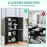 Letaya Metal Storage Cabinet with Lock Door, Adjustable Shelf Steel Cabinets for Office, Home,Pantry,Kitchen,Garage Utility Cabinet (4 Door-Black) Letaya