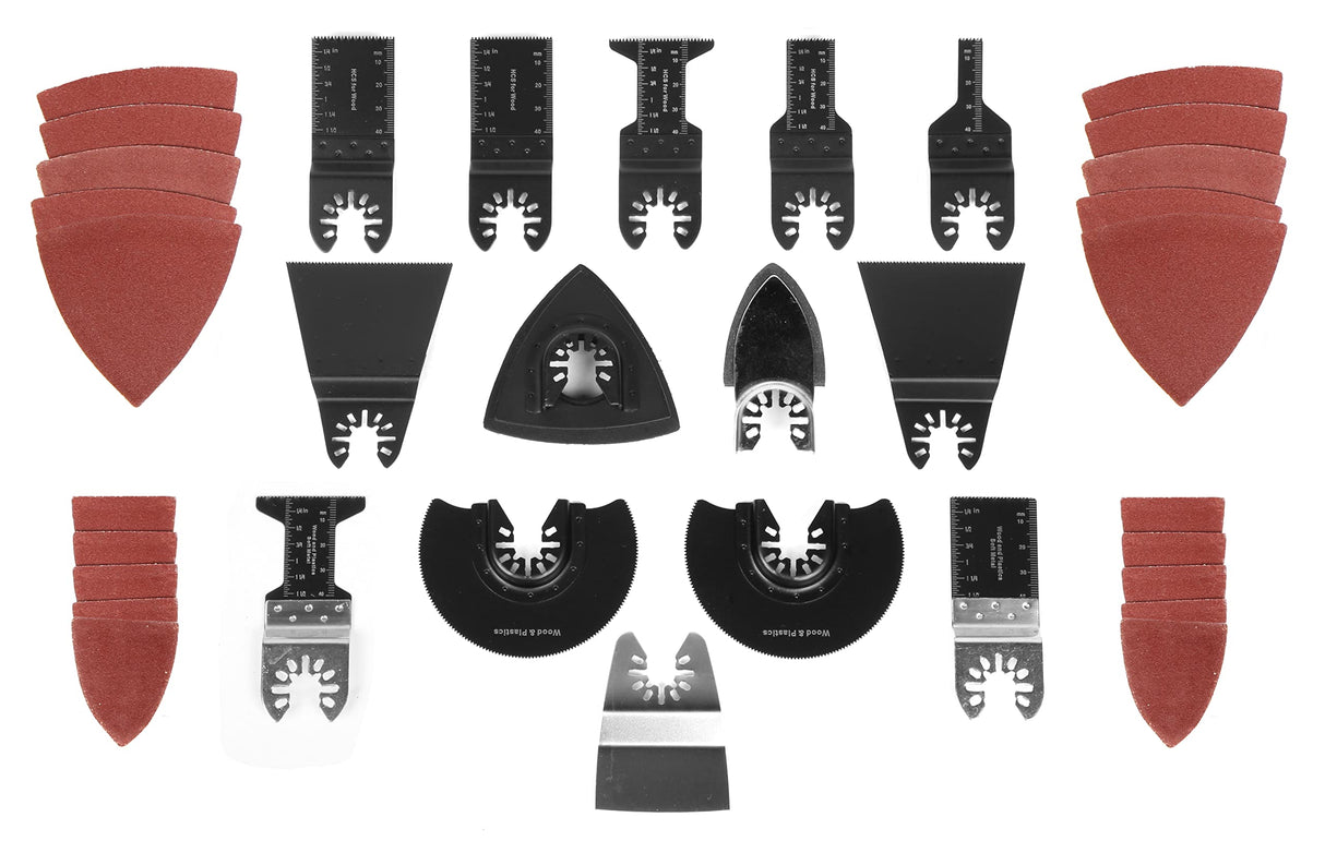 WEN MTB014 34-Piece Oscillating Multi-Tool Accessory Set with HCS Blades, Bi-Metal Blades, Sanders, and Scraper WEN