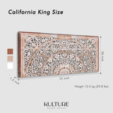 King Wood Headboard White Wash | Carved Full Headboard Only | Wooden Headboard Full Size Bed | Wall Mount Headboard King | Full Bed Headboard Panels KultureDeco