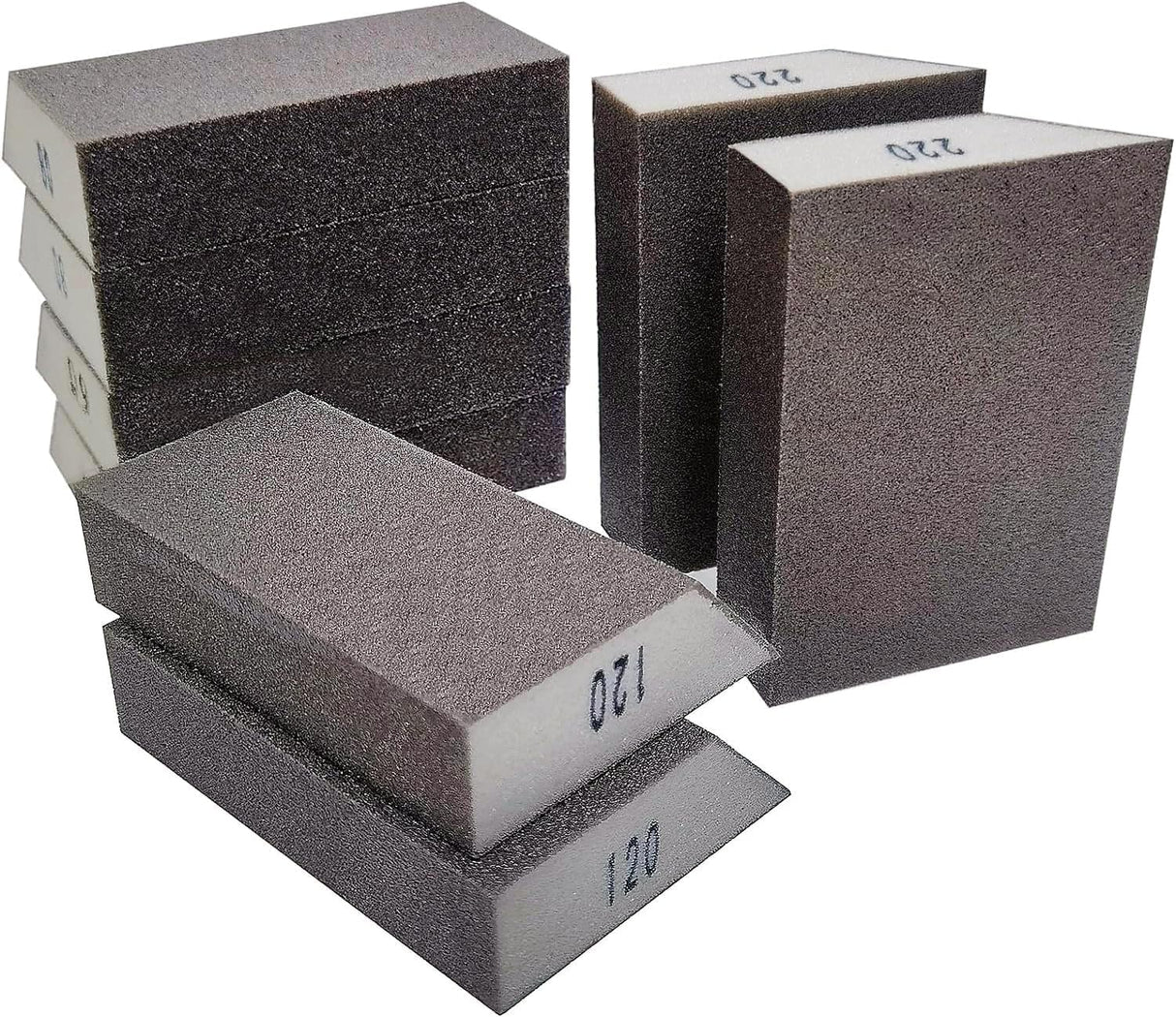 M-jump 8 Pack Single Sanding Sponge Kit- 60/80/120/220- Coarse Medium Fine Grit,Washable and Reusable Sanding Blocks for Wood-Working Sanding Metal M-jump