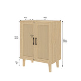 Panana Buffet Cabinet Sideboard with Rattan Decorated Doors Kitchen Storage Cupboard Accent Cabinet (Natural Wood) Panana