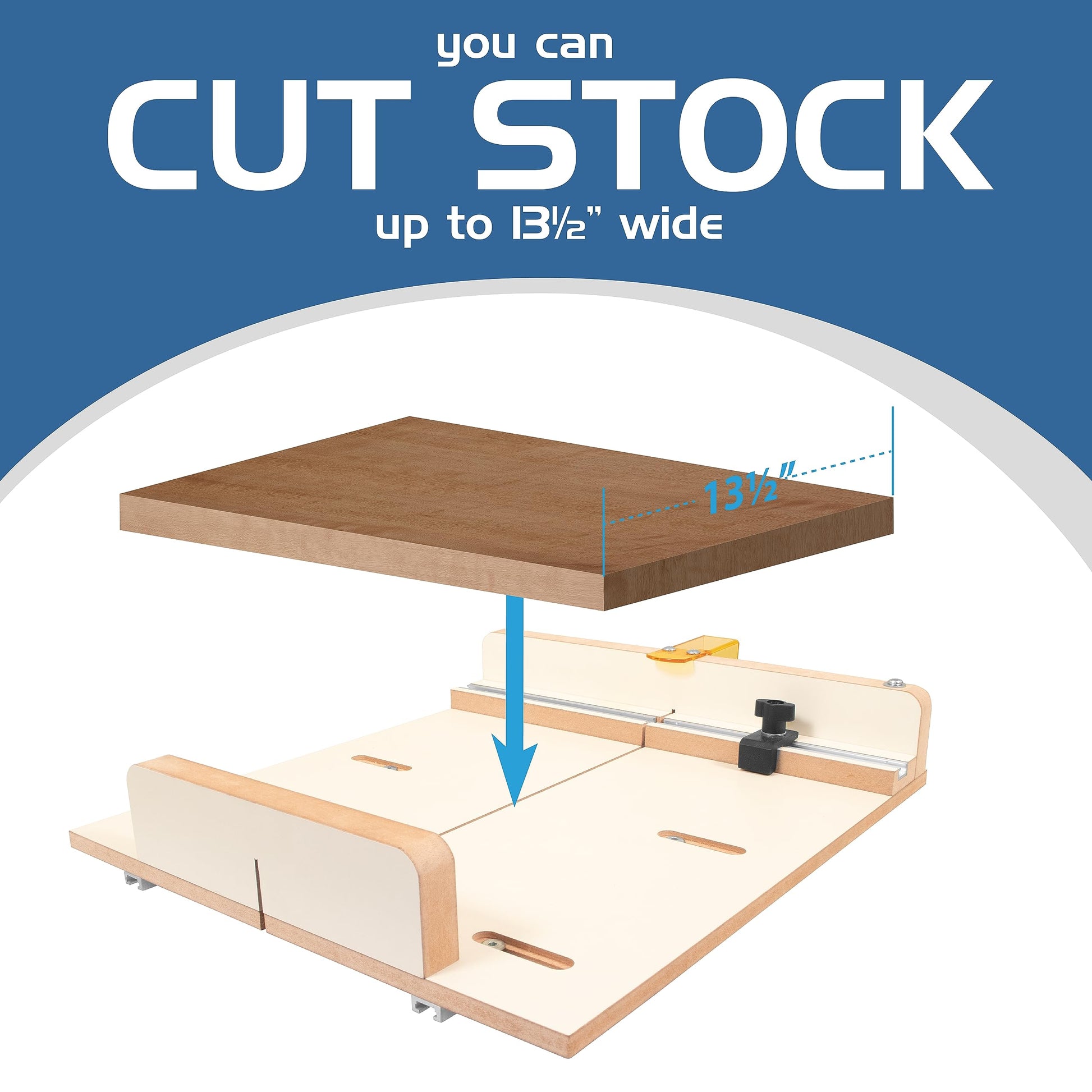 Fulton MDF Table Saw Complete Crosscut Sled Kit with 2 Aluminum Runner Track Bars • 1 Adjustable Stop • Transparent Guard along with Full Color - WoodArtSupply