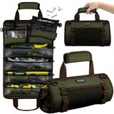 TICONN Tool Roll Bag, Heavy Duty Roll Up Tool Bag Organizer, Portable Visible Tool Storage Bag with 2 Detachable Tool Pouch (Green) TICONN