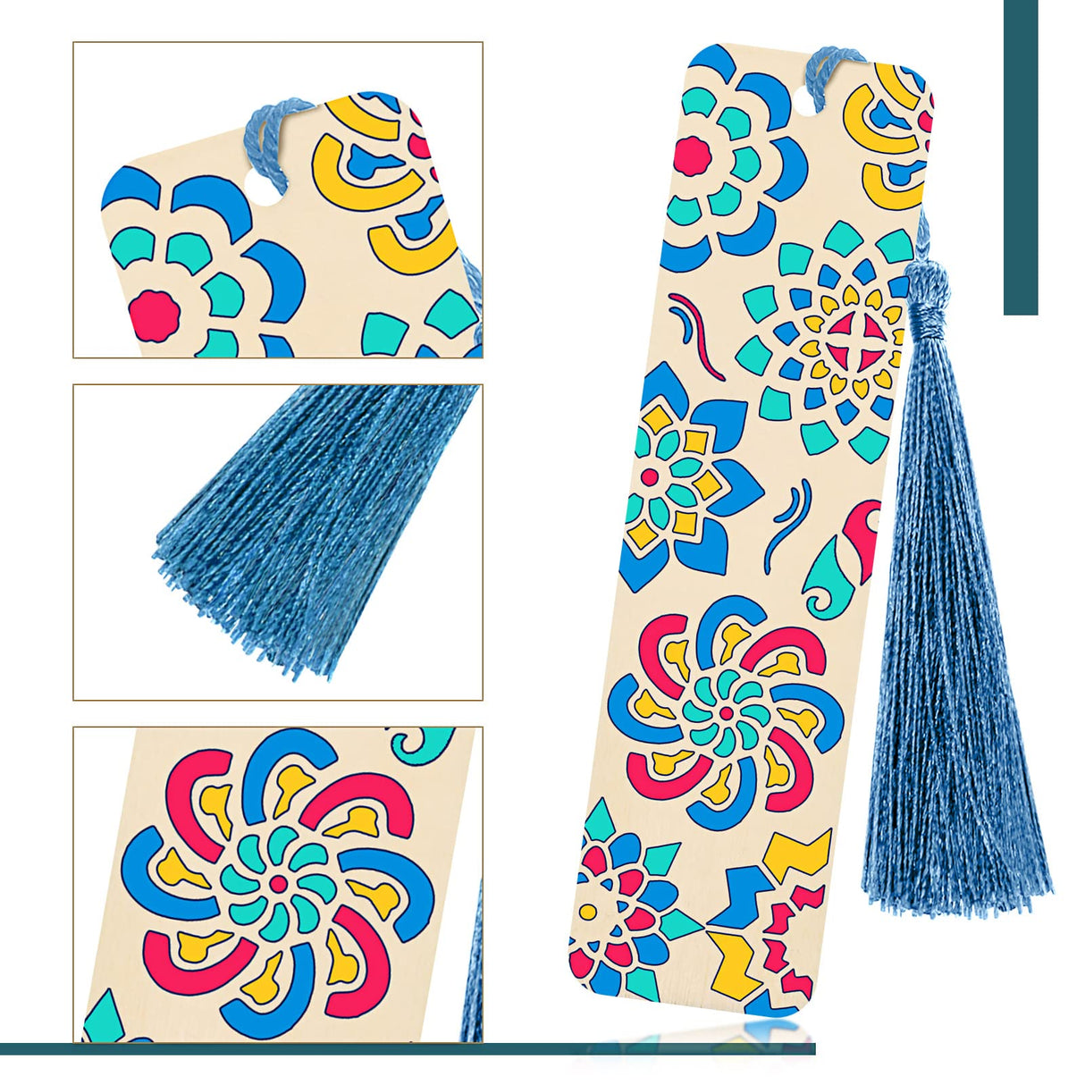 92 Pieces Unfinished Wood Bookmark with Colorful Tassels DIY Templates Blank Bookmarks Ornament Wooden Bookmarks DIY Bookmarks for Kids DIY Crafts TaoBary