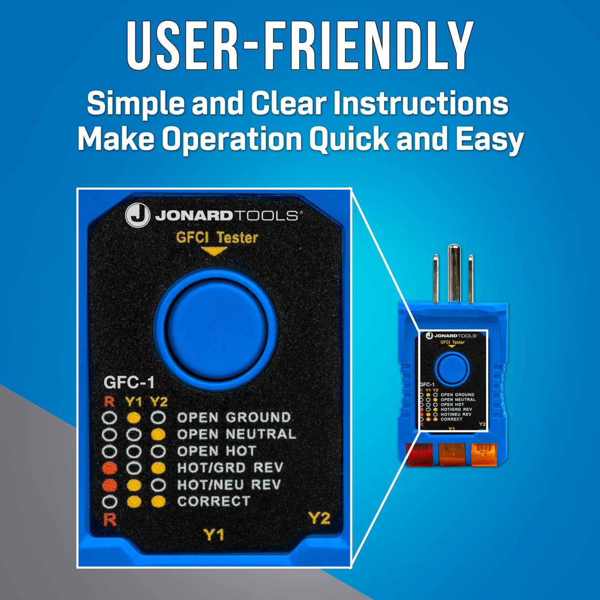 Jonard Tools GFC-1 GFCI Outlet Tester – Circuit Analyzer and Ground Fault Receptacle Tester for Standard North American AC Electrical Outlets, JONARD TOOLS