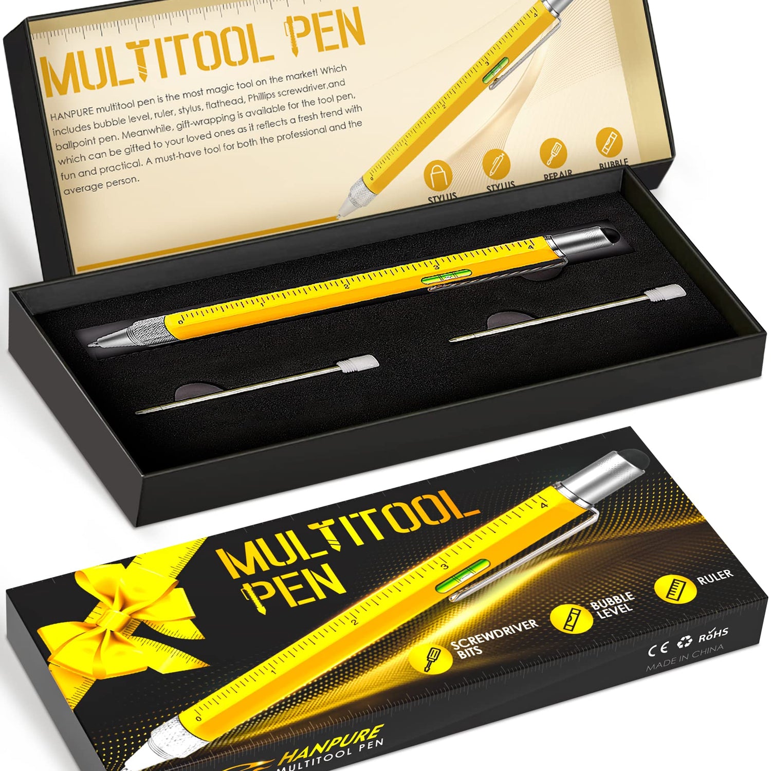 Stocking Stuffers for Men Multitool Pen - Christmas Gifts for Men Women Cool Tools Gadget for Dad Unique Birthday Gifts for Men Who Have Everything HANPURE