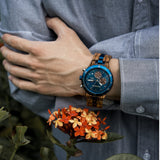 2win Mens Personalized Engraved Wooden Watches Fashion Multifunction Custom Watch Birthday Anniversary Wood Watches for Husband Boyfriend Dad Him Son 2win