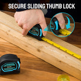 DURATECH Magnetic Tape Measure 12FT with Fractions 1/8, 2 Pack Retractable Measuring Tape, Easy to Read Both Side Measurement Tape, Magnetic Hook and DURATECH