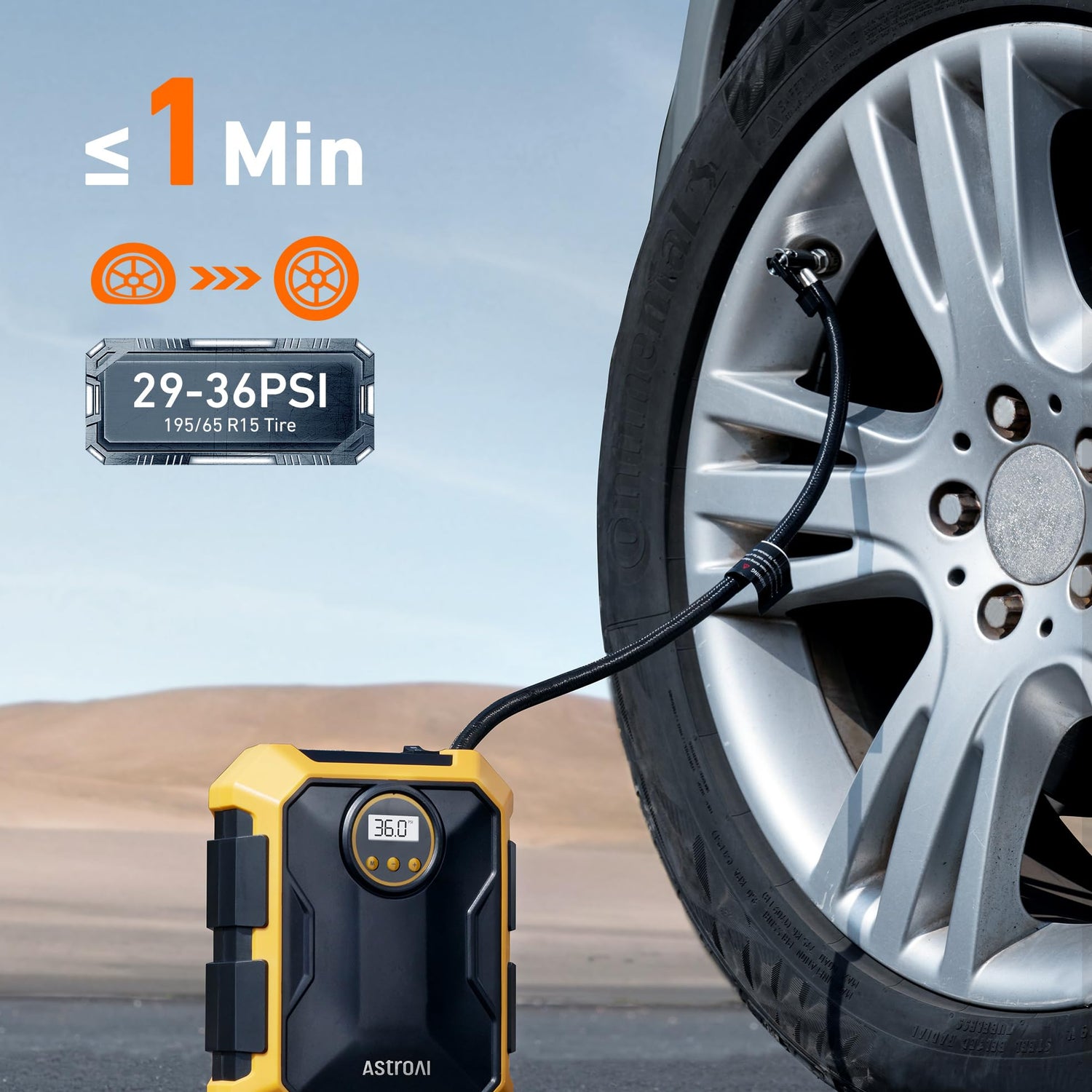 AstroAI Tire Inflator Air Compressor 12V DC Portable Air Compressor Car Accessories Auto Tire Pump 100PSI with LED Light Digital Air Pump for Car AstroAI