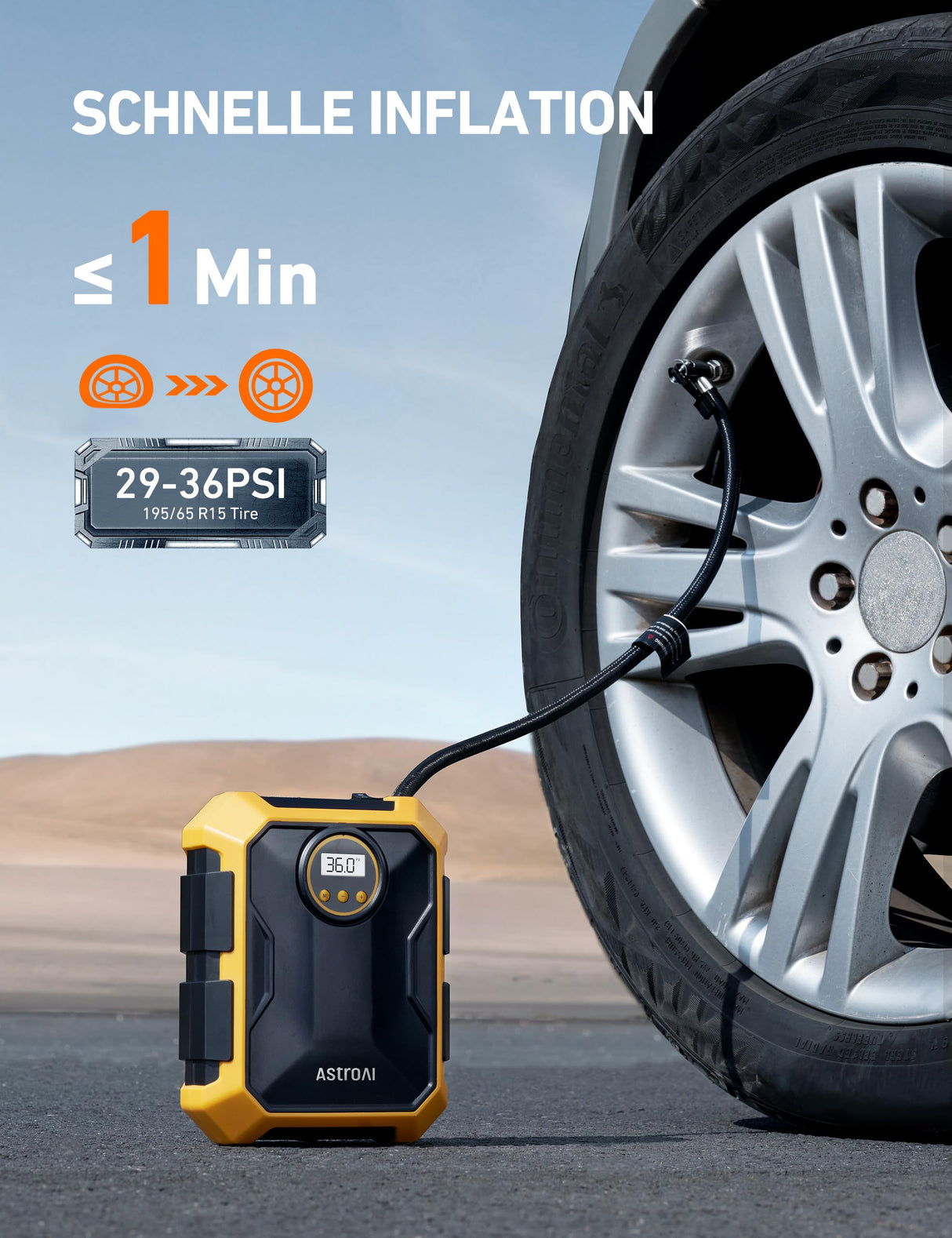 AstroAI Tire Inflator Air Compressor 12V DC Portable Air Compressor Car Accessories Auto Tire Pump 100PSI with LED Light Digital Air Pump for Car AstroAI
