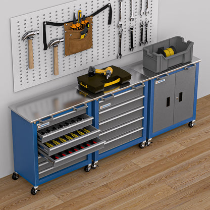 LARBANKE 7-Drawer Rolling Tool Chest with Key Locking System,Tool Chest with 360° Lockable Wheels and Four Padded Feet,can be Formed into a Large - WoodArtSupply