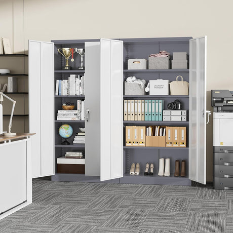 INTERGREAT Metal Garage Storage Cabinet, 72" Tall Locking Storage Cabinet with 2 Doors and 4 Adjustable Shelves, Steel Tool Locking Cabinet for Home INTERGREAT