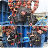Chyaidach 16-Pockets Tool Belts for man with Suspenders, Detachable & Adjustable Tool Pouches Bag & Back Support Tool belt Combo For Chyaidach