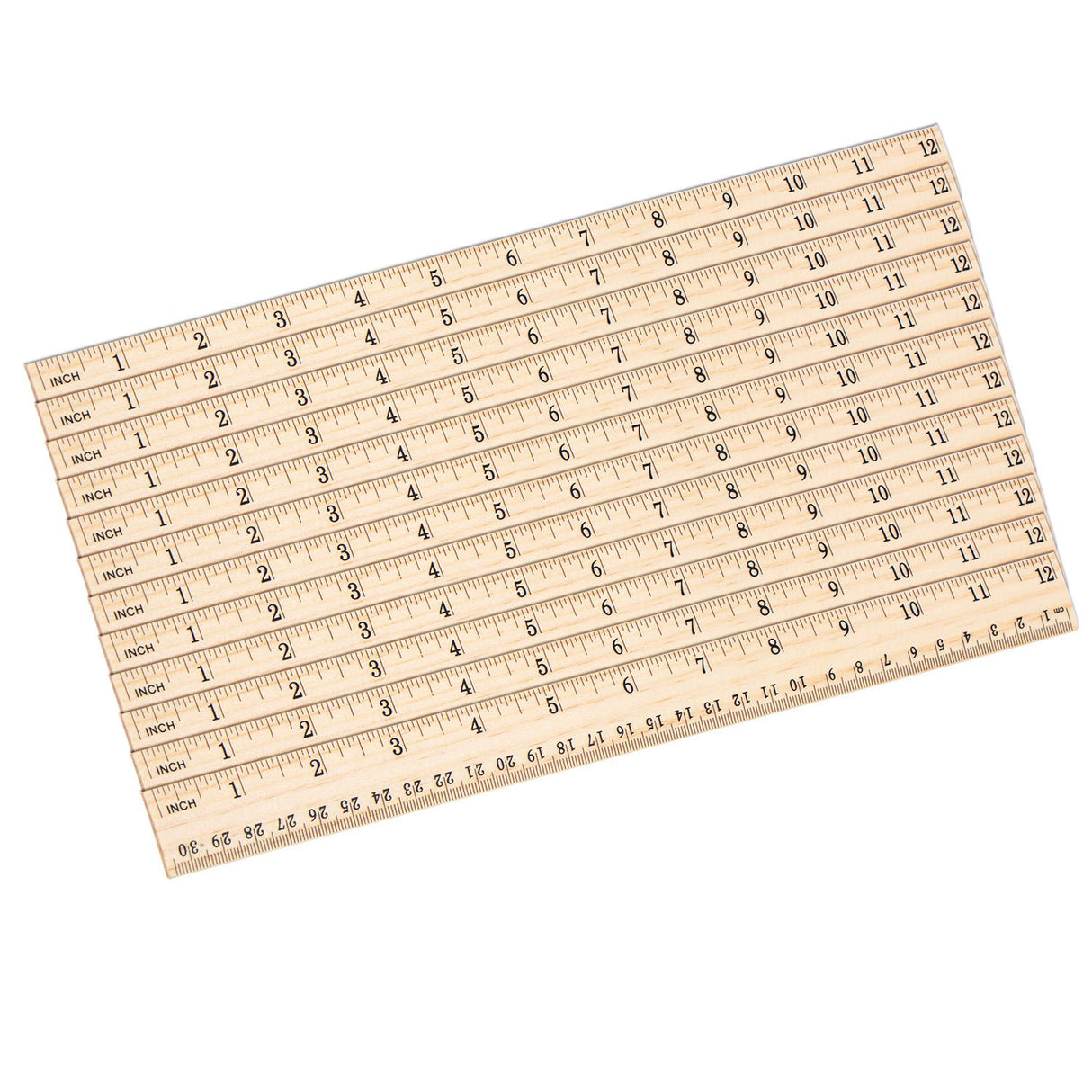 12 Pack Wood Ruler Student Rulers Wooden School Rulers Office Ruler Measuring Ruler, 2 Scale (12 Inch and 30 cm) Outus