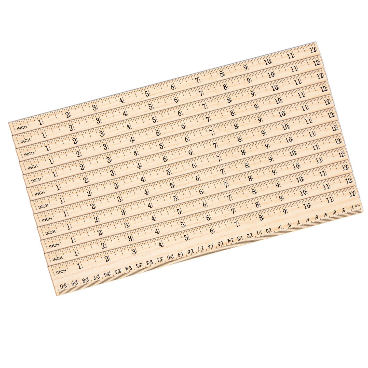 12 Pack Wood Ruler Student Rulers Wooden School Rulers Office Ruler Measuring Ruler, 2 Scale (12 Inch and 30 cm) - WoodArtSupply