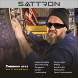 SATTRON 3 Pack of Tinted Safety Glasses, Scratch & Impact Resistant Protective Eyewear, Dark Lenses for UV Protection SATTRON