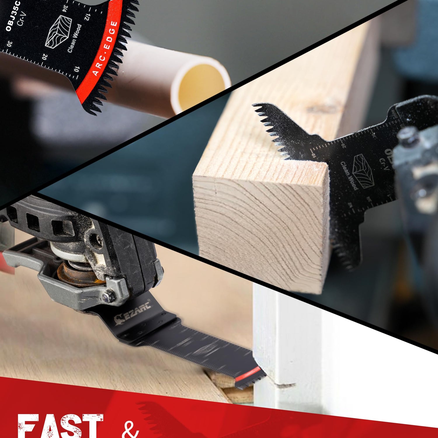 EZARC 7PCS Oscillating Tool Blades Kit, Titanium Oscillating Saw Blades for Wood Nails, Metal, Plastic Multitool Blades Kits with Japanese Teeth Fit EZARC