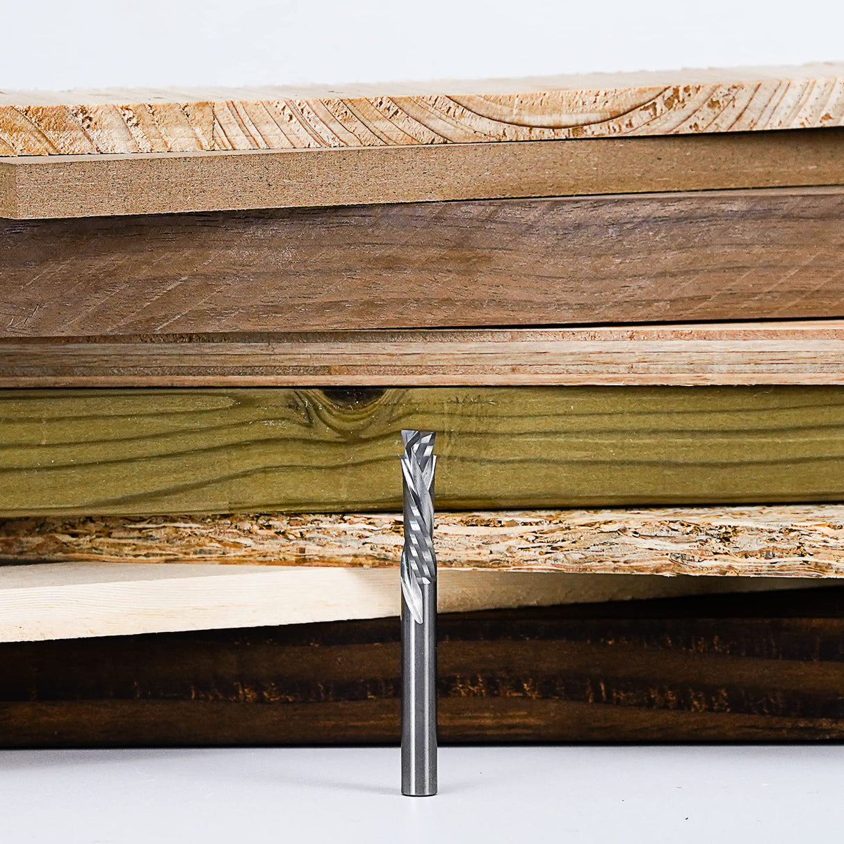 SpeTool 5PCS Compression Router Bits 1/4 inch Shank 1/4" Cutting Diameter ,Carbide UP Down CNC Router Bits Set Wood Router End Mills Carving Slotting SpeTool