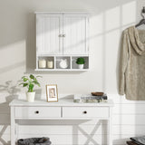 ChooChoo Bathroom Cabinet Wall Mounted 2-Door with 3 Open Shelves, Wooden Medicine Cabinets with Adjustable Shelf, Space Saver Storage Cabinets Over ChooChoo