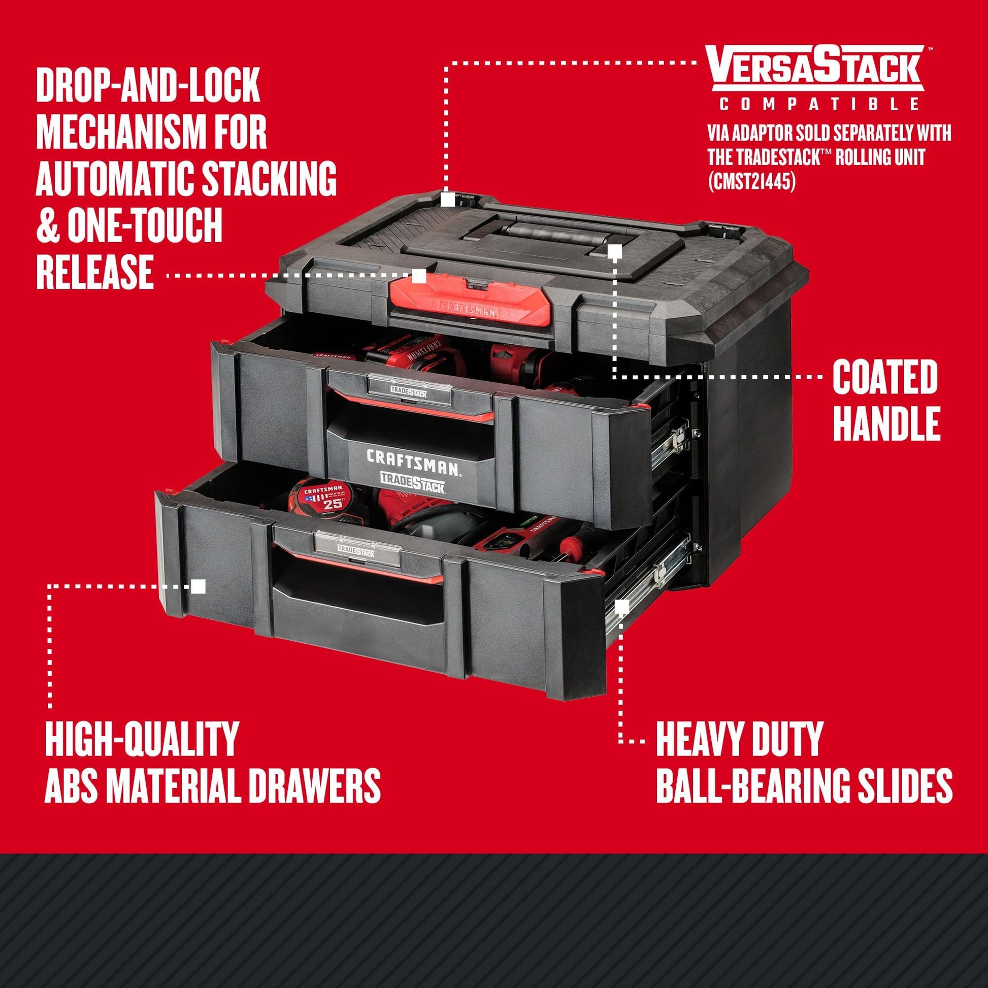 CRAFTSMAN TRADESTACK Tool Box, Tool Organizer, Drawer Unit (CMST21404) - WoodArtSupply