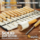 Wood Carving Kit, Wood Carving Set - Wood Carving Tools of 12 Wood Chisels with Canvas Case,Sharp Cr-V 60 Steel Blades, Wood Chisel Sets for Nakyma