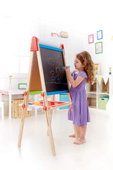 Award Winning Hape All-in-One Wooden Kid's Art Easel with Paper Roll and Accessories Cream, L: 18.9, W: 15.9, H: 41.8 inch Hape