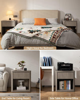 SICOTAS Night Stand Set of 2 Nightstands with Drawer Storage Bed Side Table End Table Large Modern Wood Wide Bedside Stand Mid Century Night Stands SICOTAS