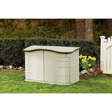 Rubbermaid Small Horizontal Resin Weather Resistant Outdoor Storage Shed, Olive and Sandstone, for Garden/Backyard/Home/Pool, 18 Ft³ Horizontal Shed Rubbermaid