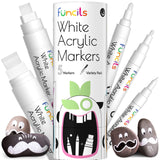 Funcils Acrylic Bundle - 5 White and Black Acrylic Paint Pens Funcils