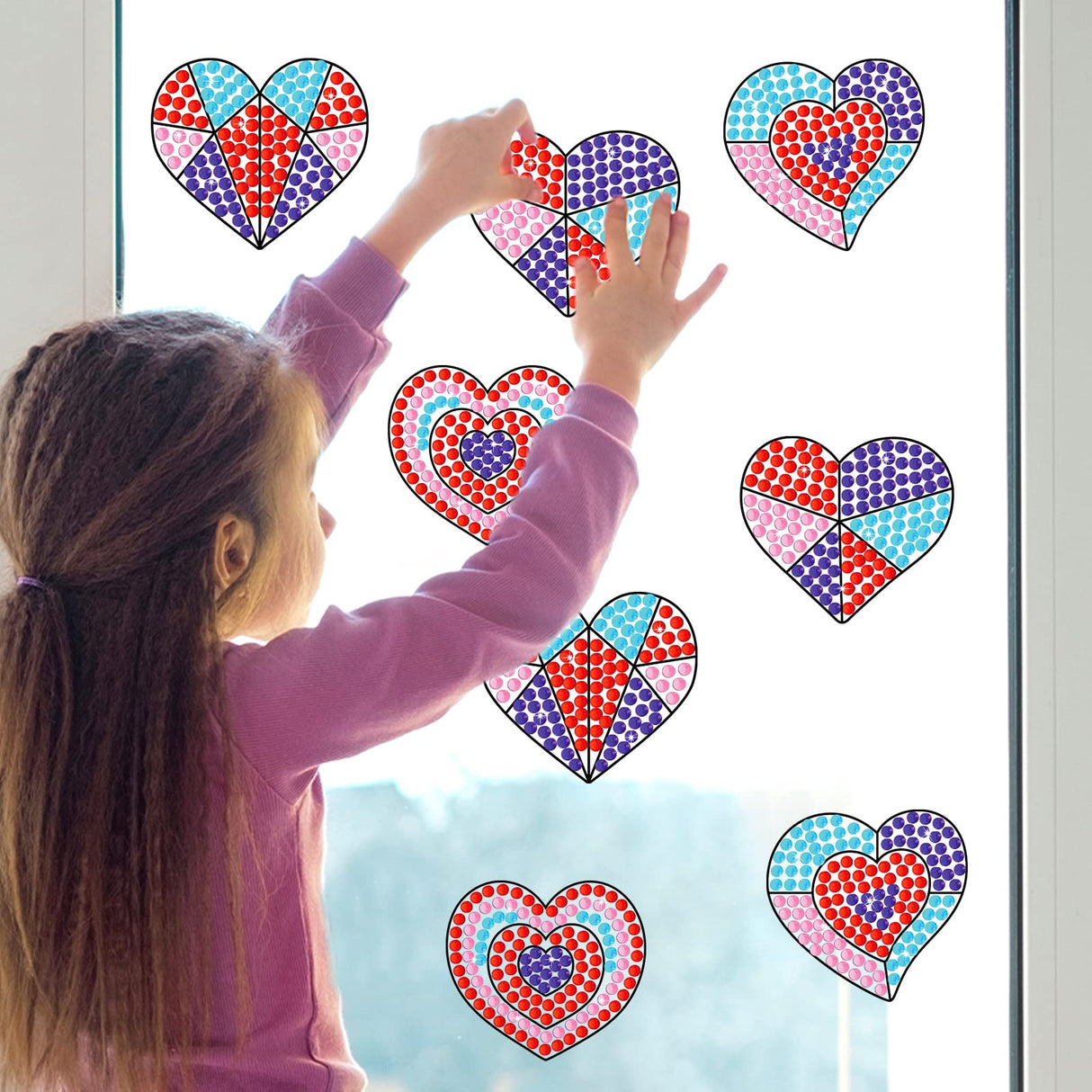 Valentines Day Gift for Kids, Valentine's Day Arts and Crafts, Sun Gemmers Art Crafts Suncatcher Kits for Children Teenagers Kids at 6-8, DIY Diamond chiazllta