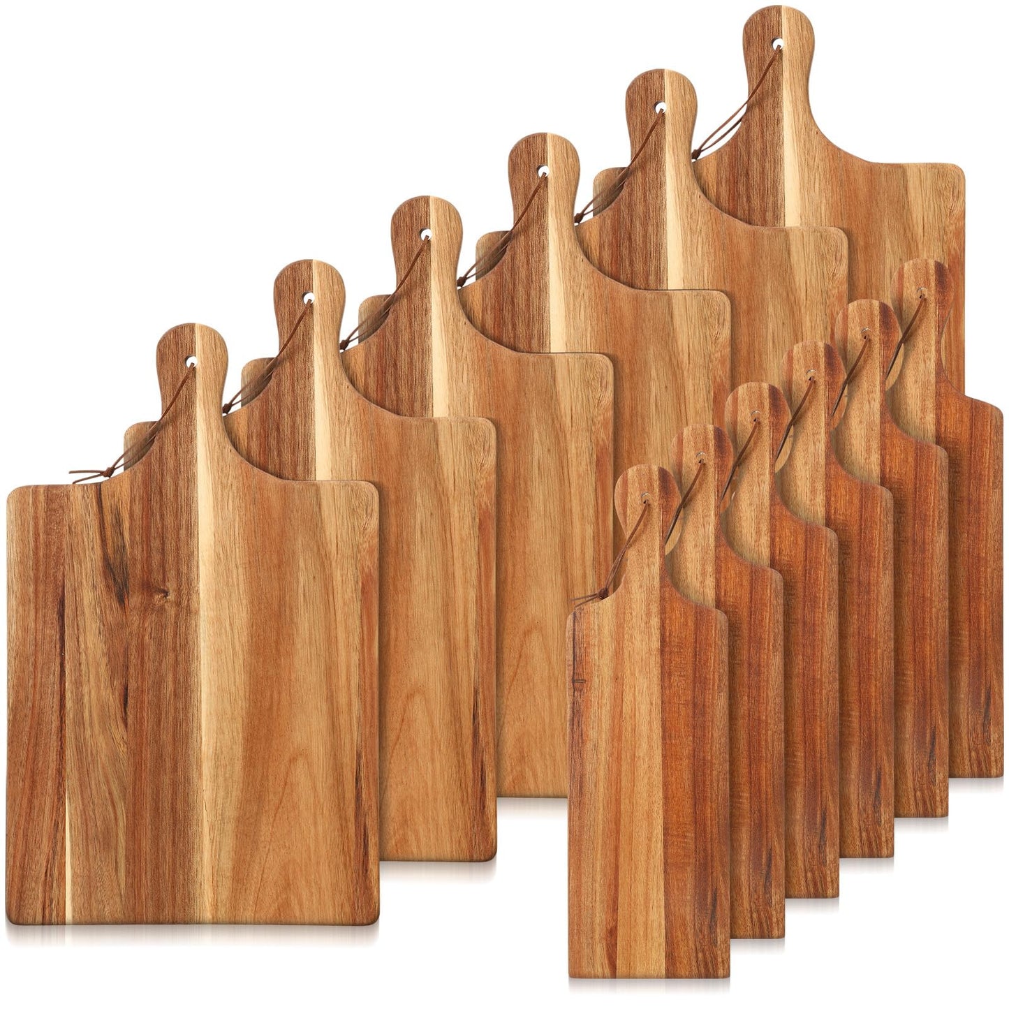 Tanlade 12 Pcs Wood Cutting Board Set Cutting Board with Handle Chopping Serving Board Butcher Cutting Block for Valentines Mother's Day Wedding - WoodArtSupply